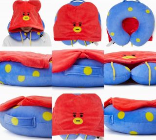KPOP BT21 hooded cervical pillow U - shaped pillow / cartoon home nap blanket 3