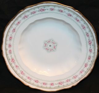 Haviland Double Gold Schleiger 4452 Set Of 3 Luncheon Plates Pink Roses