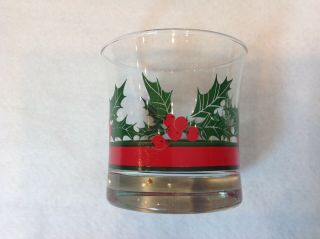 VTG LIBBEY Set of 6 CHRISTMAS Holly and Berries Flared Old Fashioned Glasses 3
