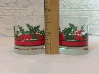 VTG LIBBEY Set of 6 CHRISTMAS Holly and Berries Flared Old Fashioned Glasses 5