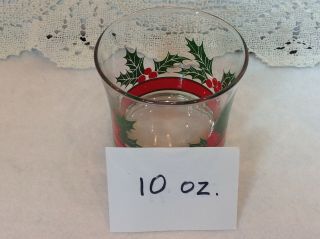VTG LIBBEY Set of 6 CHRISTMAS Holly and Berries Flared Old Fashioned Glasses 8