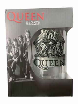 Queen Crest Stein Glass Tankard Licensed Boxed Freddie Mercury