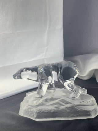 Vtg Polar Bear Crystal Art Glass Standing On Iceberg Figurine Collectible Decor