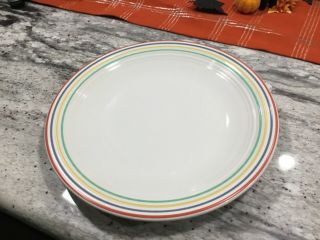 Retired Fiesta 11 3/4 " White W Multi Colored Rings Charger Chop Plate Platter