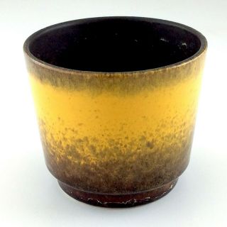West Germany 80612 Brown Yellow Pottery Planter Pot Salt Glazed L752