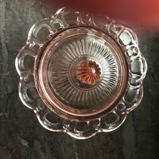 Pink Depression Glass candy dish Open Lace with cover lid Hard to Find. 2