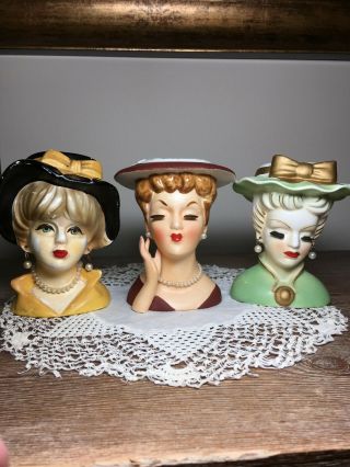 3 Lady Head Vase Headvase