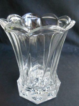Star Base Swirl Texas Star Celery Vase Steimer Glass Eapg Glass 1903