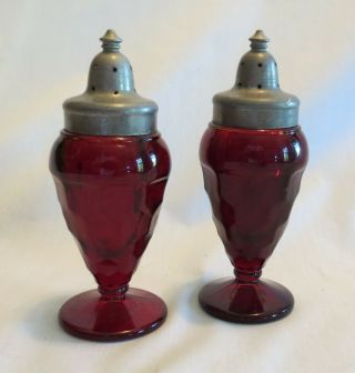 Fenton Georgian Ruby Red Salt & Pepper Shaker Set