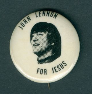 John Lennon For Jesus Pinback Button Vintage 60s Beatles