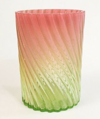 Victorian Rubina Verde Vaseline Swirl Glass Tumbler
