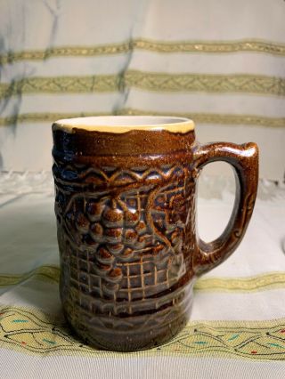 Old Brown Salt Glaze Stoneware Mug/stein Grapes