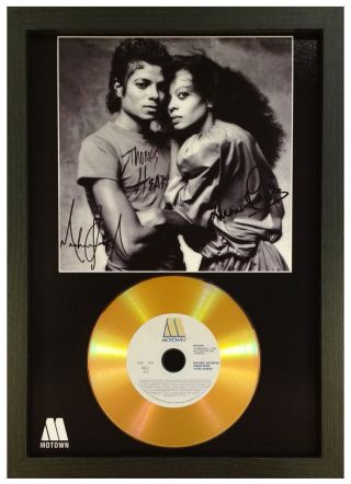 Michael Jackson - Diana Ross Signed Photo Gold Cd Disc Collectable Memorabilia