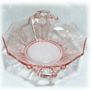 Cambridge Pink Elegant Depression Era Glass Cleo Handled Bon Bon Candy Bowl Dish