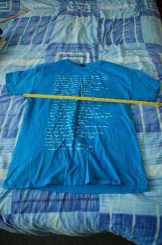 James.  Song Lyrics T Shirt Blue.  Size Label L See Below