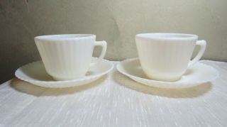 2 Macbeth Evans Monax Petalware White Cup And Saucers Made In Usa Saucer Base