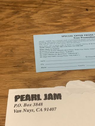 Pearl Jam Fan Club Merchandise Order Sheet 1992 4
