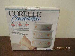 Corelle Coordinates Forever Yours 6 Piece Storage Bowl Set Porcelain Steel W/box