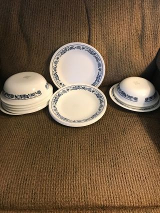 Twelve (12) Corelle Old Town Blue Onion Dishes - 6 Plates,  6 Bowls