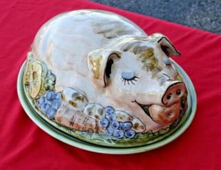 Louisville Stoneware Pottery Pig Deep Covered Serving Platter Made In Kentucky