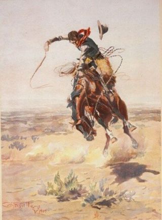 Cowboy On A Bucking Bronco Poster 1905 Rare Vintage 2