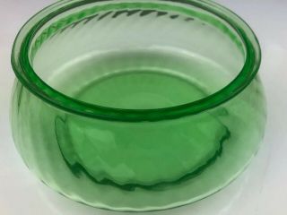 Vintage Uranium Glass Green Vaseline candy dish bowl No Lid Pop Art Deco MCM 4