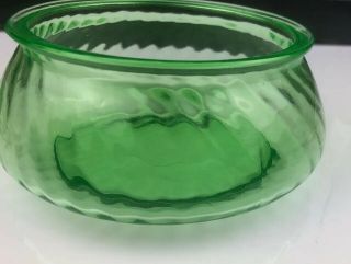 Vintage Uranium Glass Green Vaseline candy dish bowl No Lid Pop Art Deco MCM 5
