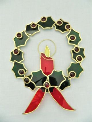 Stained Glass Wreath Window - Décor/sun Catcher – Hand Made – Christmas/holiday