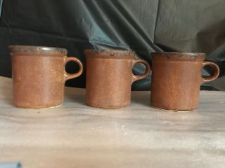 Mccoy Vintage Pottery Canyon Mesa Brown 1412 Coffee Cup Mugs Set Of Three