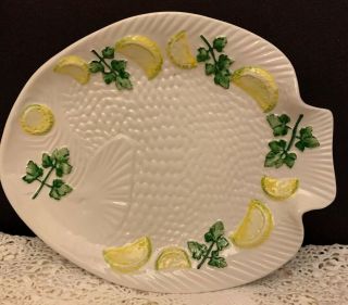 Vintage Ceramic Bassano Italy Majolica Fish Shape Platter Plate 2277