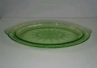 Green Depression Glass Cameo Ballerina Oval Platter 12 " Anchor Hocking