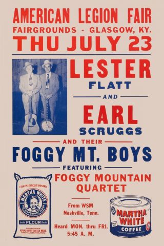 Foggy Mountain Boys: Lester Flatt & Earl Scruggs Poster 1953 Wide Format 24x36