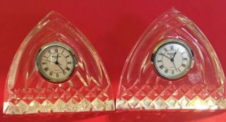 Waterford Crystal Pyramid Desk Clock 3 - 1/2 Paper Weight Heavy Glass Ireland