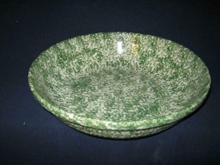 The Workshop Of Gerald E.  Henn Green Spongeware Large 13 " Pasta Serving Bowl