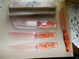 4 Depression Era Pink Glass Knives - 1 - Vitex - Glas