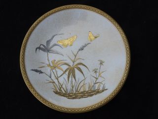 1883 Royal Worcester Aesthetic Movement Japanese Style Plate W/ Butterflies 11