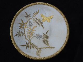 1883 Royal Worcester Aesthetic Movement Japanese Style Plate W/ Butterfly 4