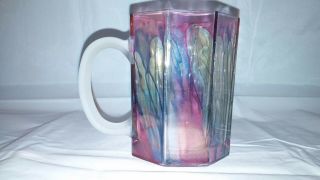 Hand Painted By Nouveau Art Glass Company Usa Frosted Octagon Coffee Mug Cup