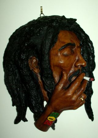 Bob Marley Memorabilia Cast Resin Head Wall Mounted Approx 44cm High Vgc