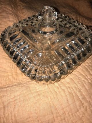 Vintage Square Cut Glass Candy Dish With Lid Elegant Glass Dish