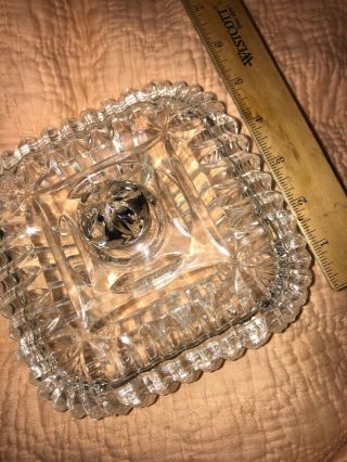 Vintage Square Cut glass candy dish with lid Elegant Glass Dish 3