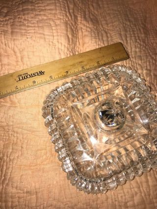Vintage Square Cut glass candy dish with lid Elegant Glass Dish 4