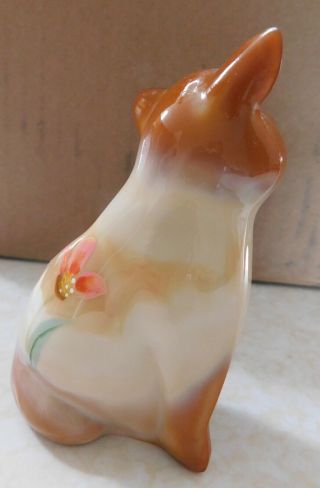 FENTON Hand Painted SLAG GLASS PIG With Flowers Signed By Artist. 5