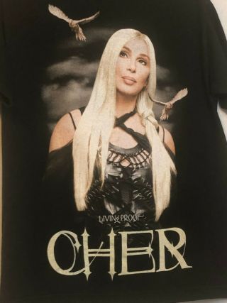 Cher Living Proof Logo Farewell Tour 2002 T - Shirt Black Unisex Size M