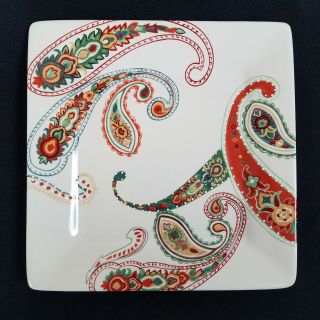 Tabletops Unlimited Multi Paisley Square Dinner Plate 10.  5 Inch