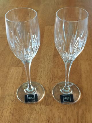 2 Mikasa Arctic Lights 8.  25 " Crystal Clear 6oz Wine Glasses Labeled Nwt