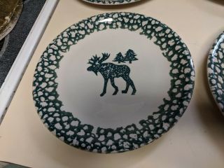 Folk Craft Moose Country Tienshan Green Sponge Dinner Plates Set Of 4 3