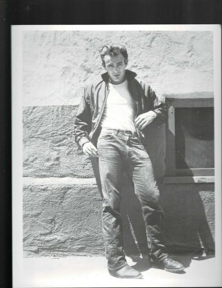 8x10 - B & W Photo Of - James Dean - Standing By Wall