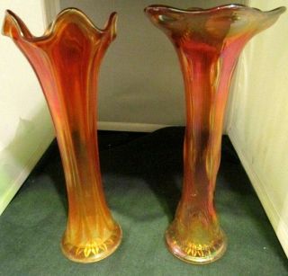 Two Antique Marigold Vases,  A Beaded Bullseye And Not Sure On Other 1