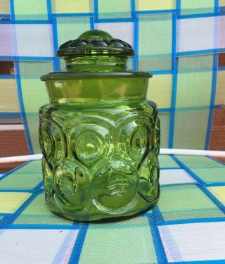 Vintage Green L.  E.  Smith Moon & Star Canister 7 " Tall